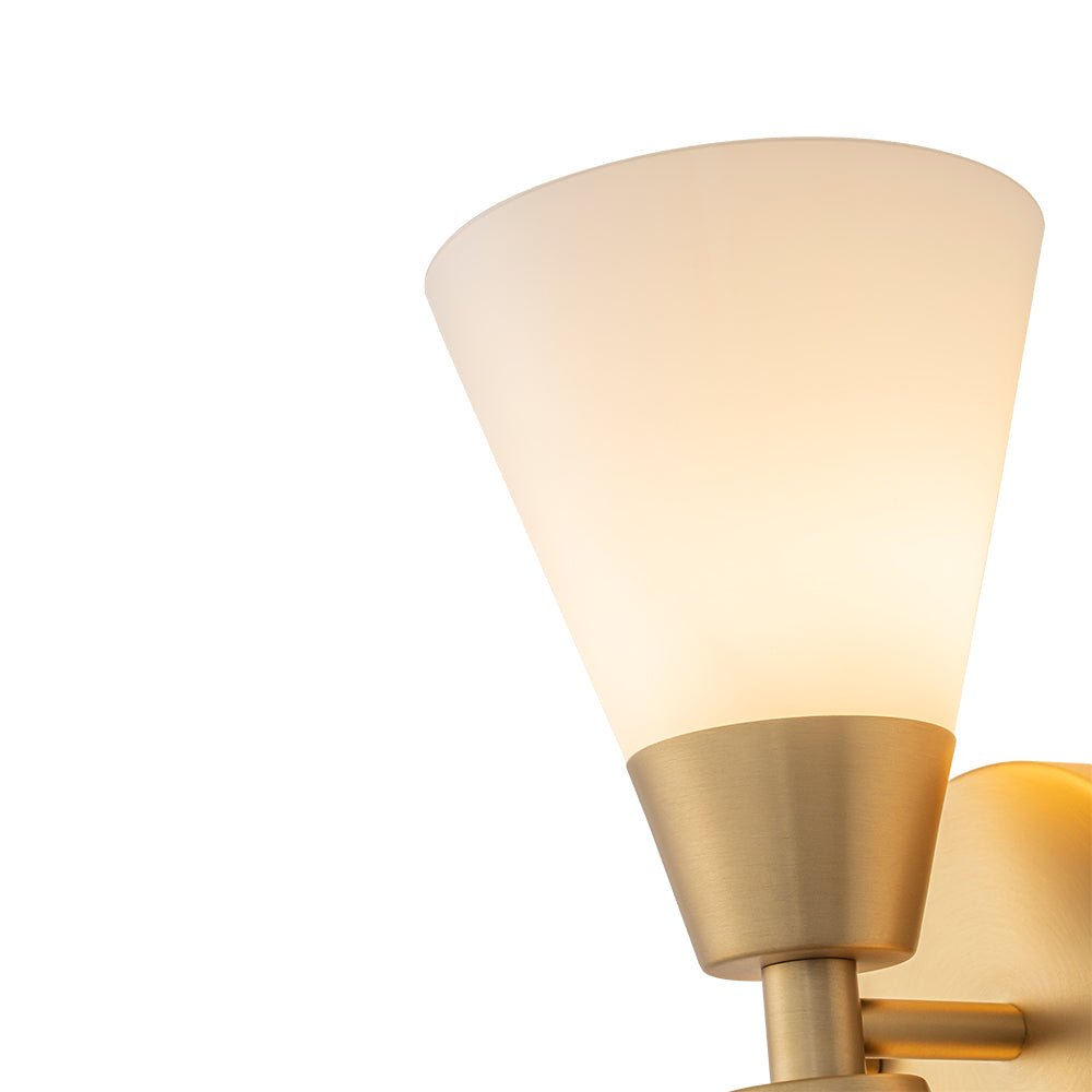 Mid-Century 2-Light Up Down Opal Glass Cone Wall Sconce