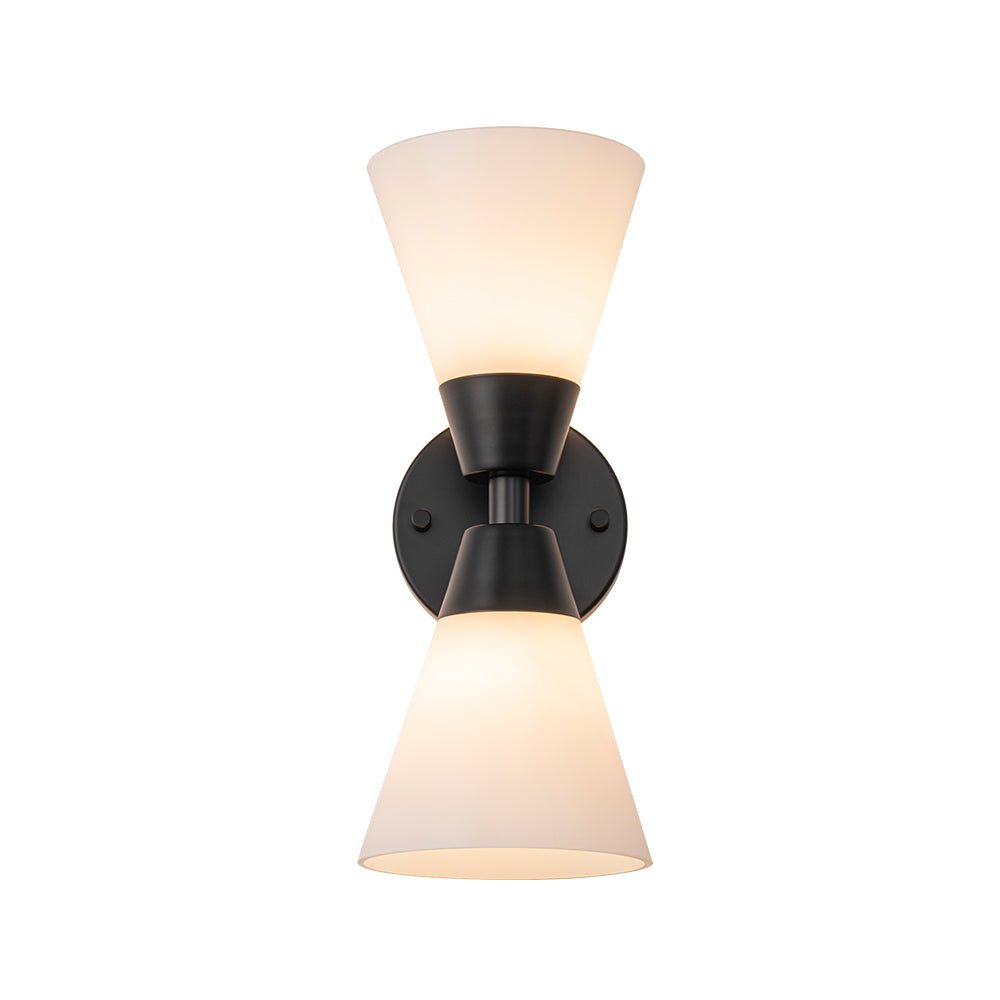 Mid-Century 2-Light Up Down Opal Glass Cone Wall Sconce