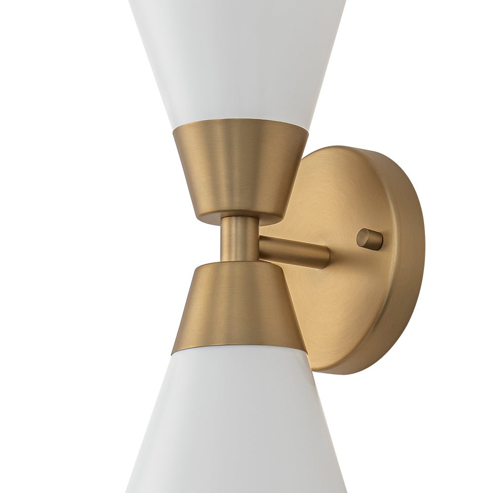 Mid-Century 2-Light Up Down Opal Glass Cone Wall Sconce