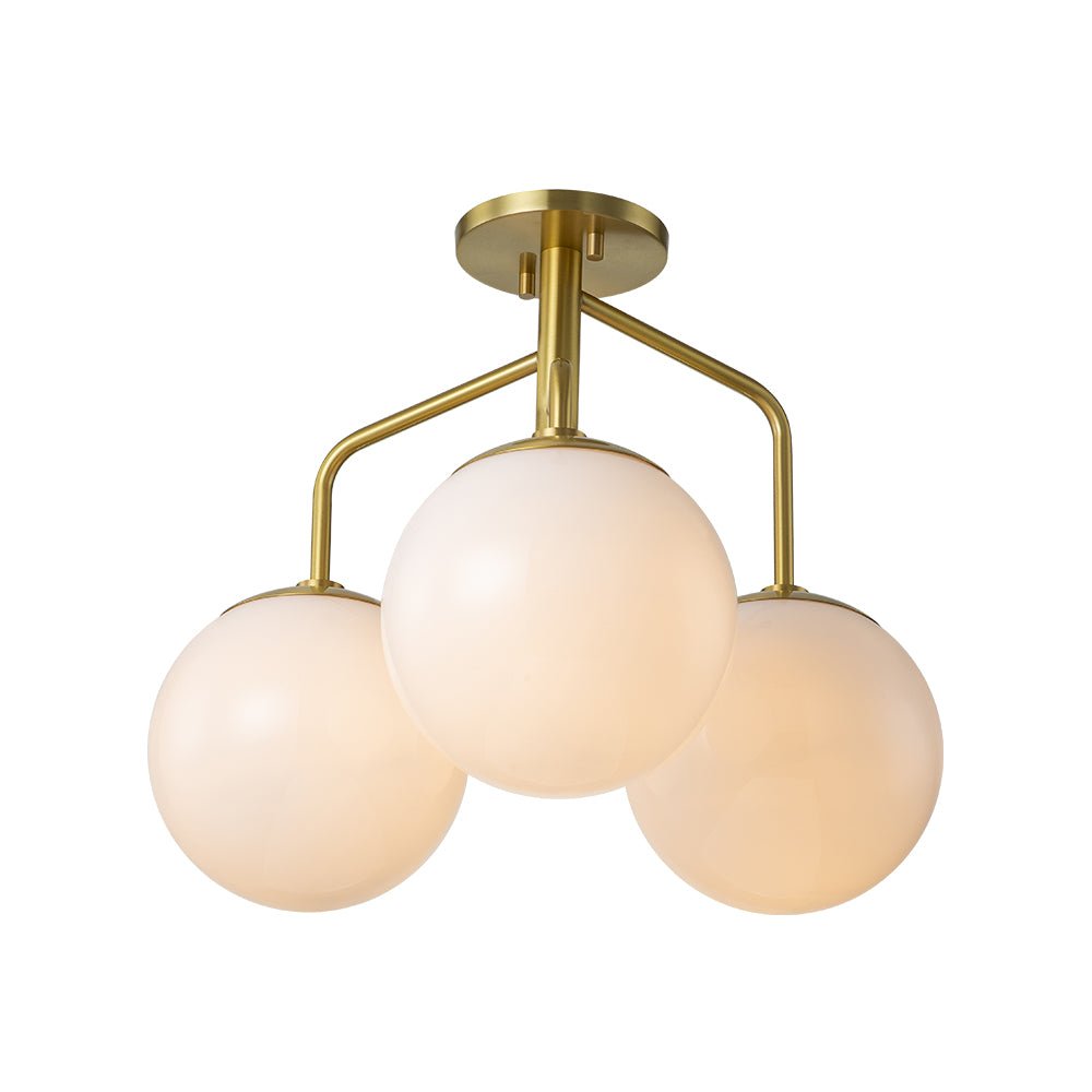 Mid-Century 3-Light Opal Glass Globe Sputnik Ceiling Light