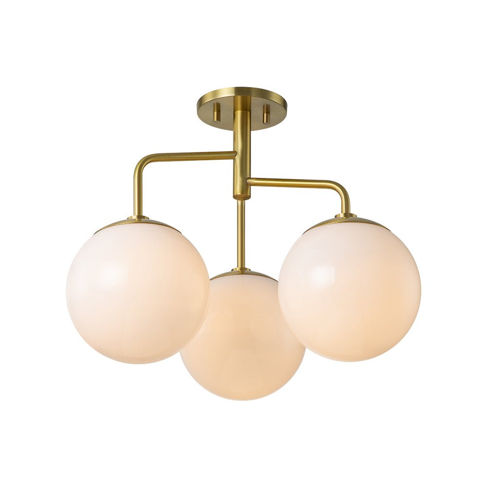 Mid-Century 3-Light Opal Glass Globe Sputnik Ceiling Light