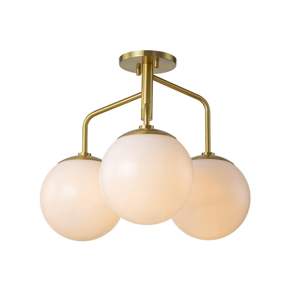 Mid-Century 3-Light Opal Glass Globe Sputnik Ceiling Light