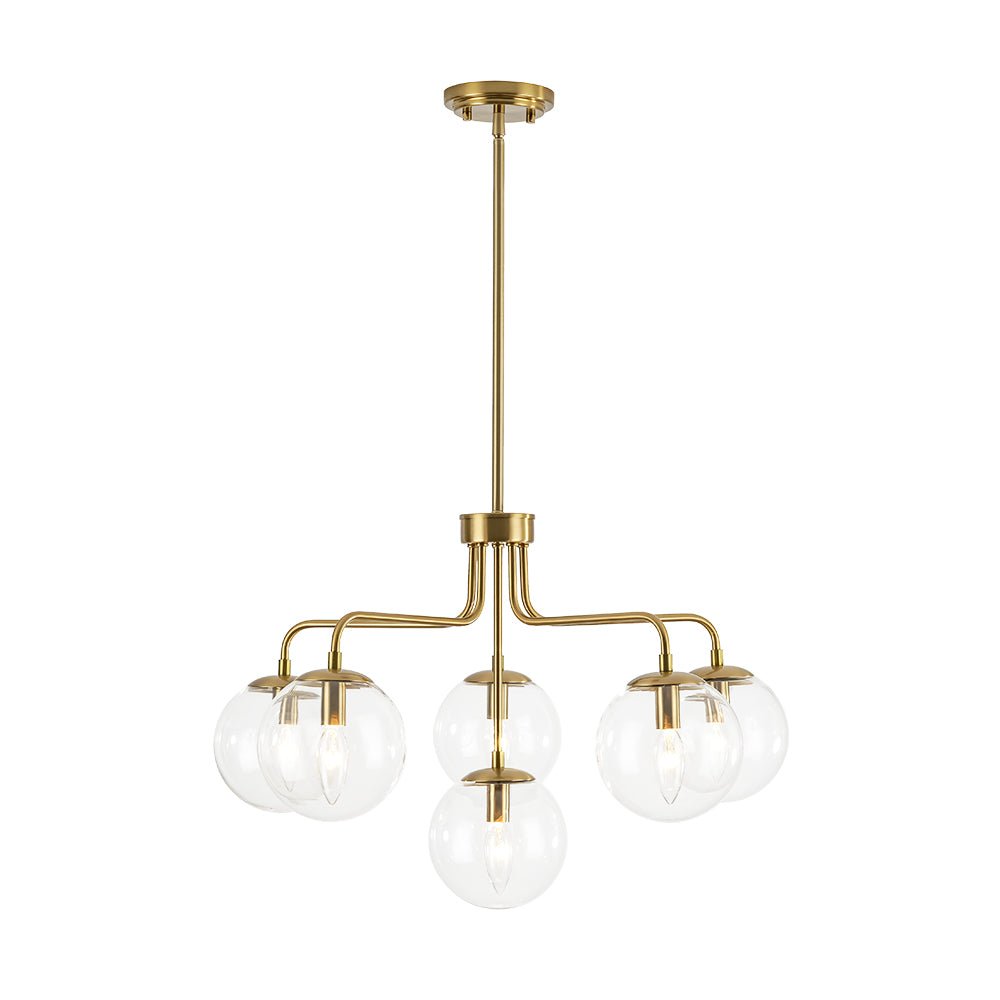 Mid-Century 6-Light Glass Bubble Sputnik Semi Flush Chandelier