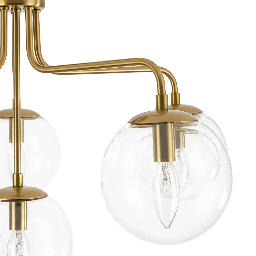 Mid-Century 6-Light Glass Bubble Sputnik Semi Flush Chandelier