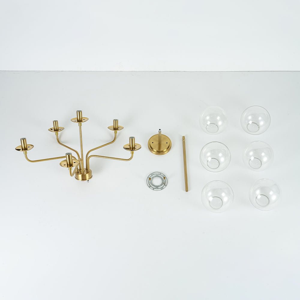 Mid-Century 6-Light Glass Bubble Sputnik Semi Flush Chandelier