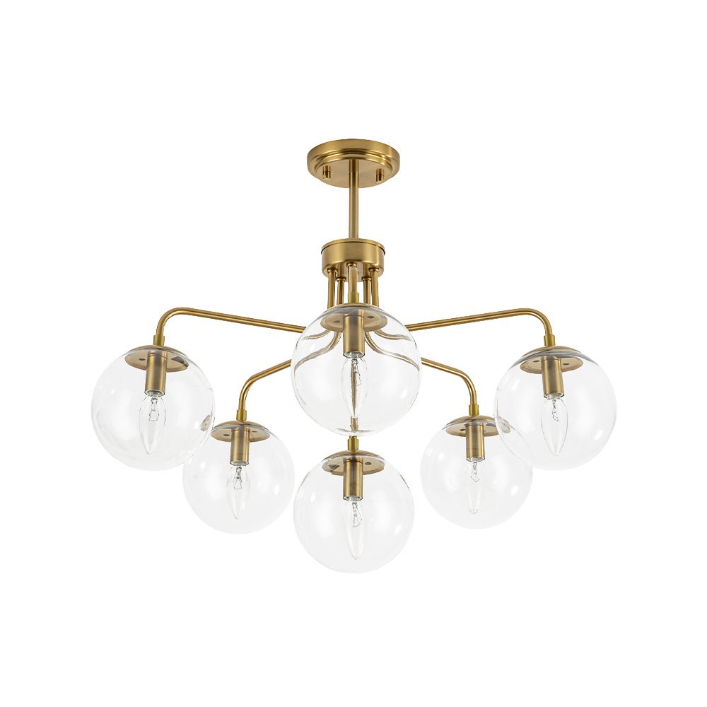 Mid-Century 6-Light Glass Bubble Sputnik Semi Flush Chandelier