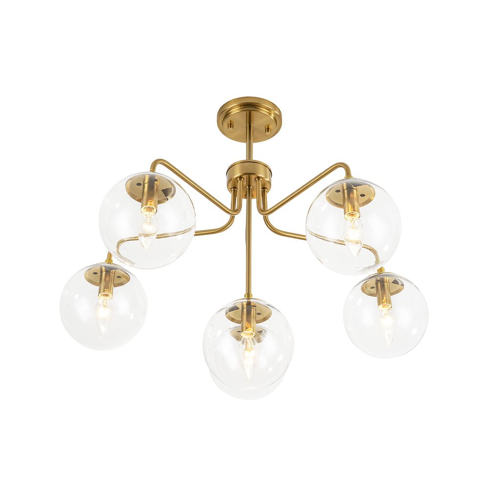 Mid-Century 6-Light Glass Bubble Sputnik Semi Flush Chandelier