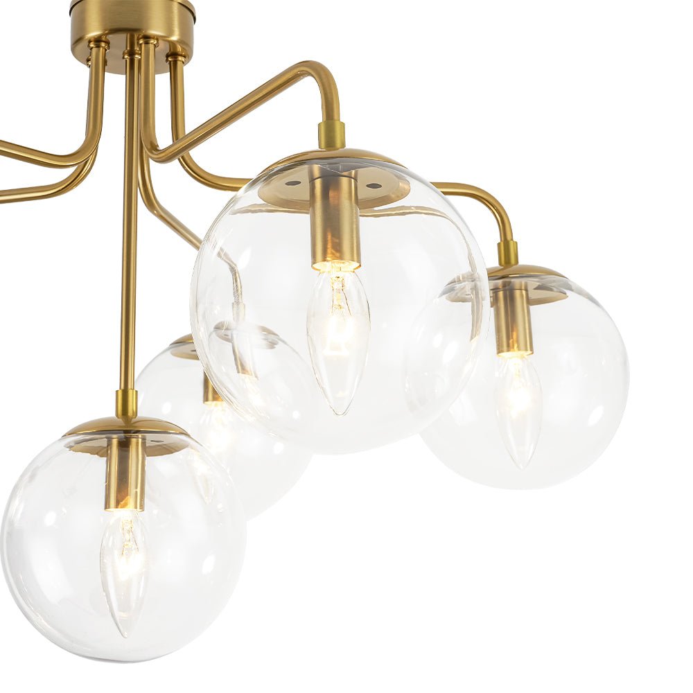 Mid-Century 6-Light Glass Bubble Sputnik Semi Flush Chandelier