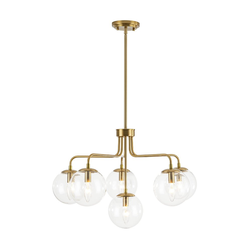 Mid-Century 6-Light Glass Bubble Sputnik Semi Flush Chandelier