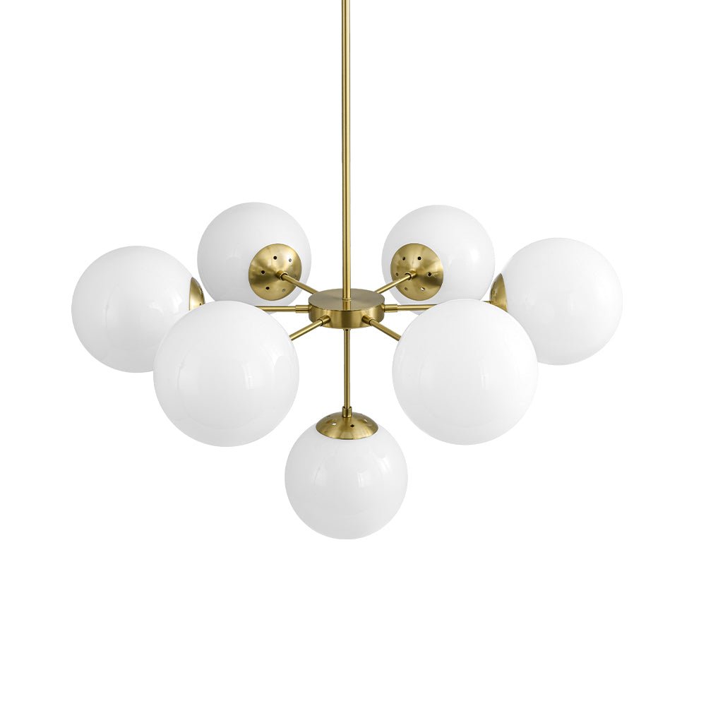 Mid-Century 7-light Brass Opal Glass Globe Sputnik Chandelier