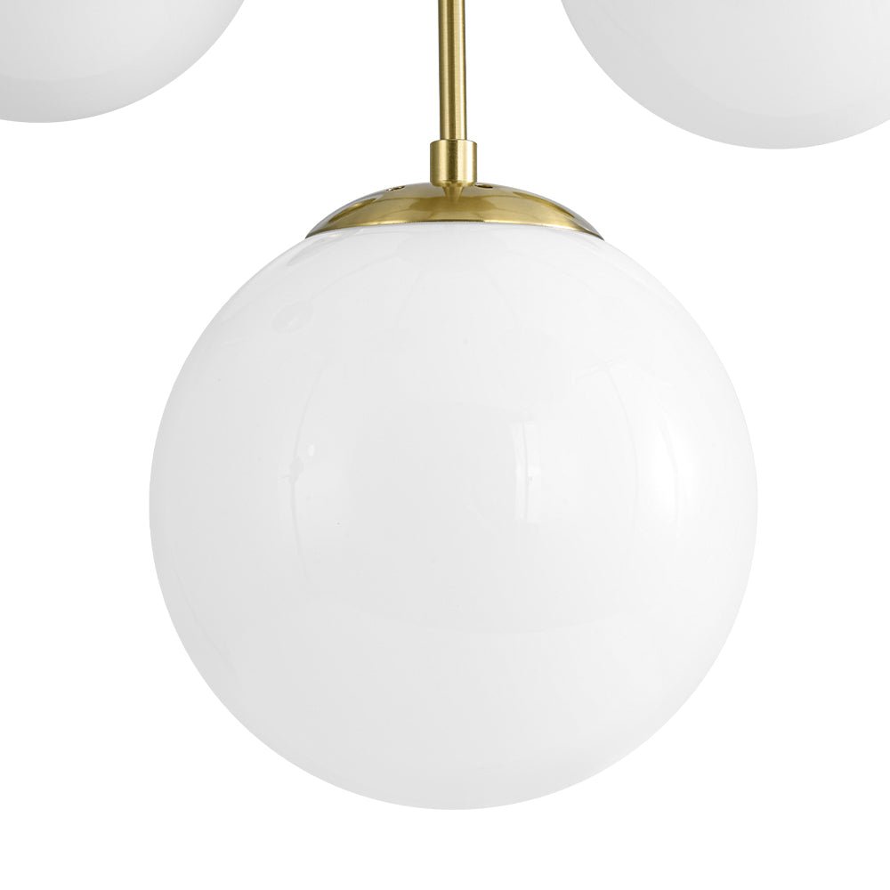 Mid-Century 7-light Brass Opal Glass Globe Sputnik Chandelier