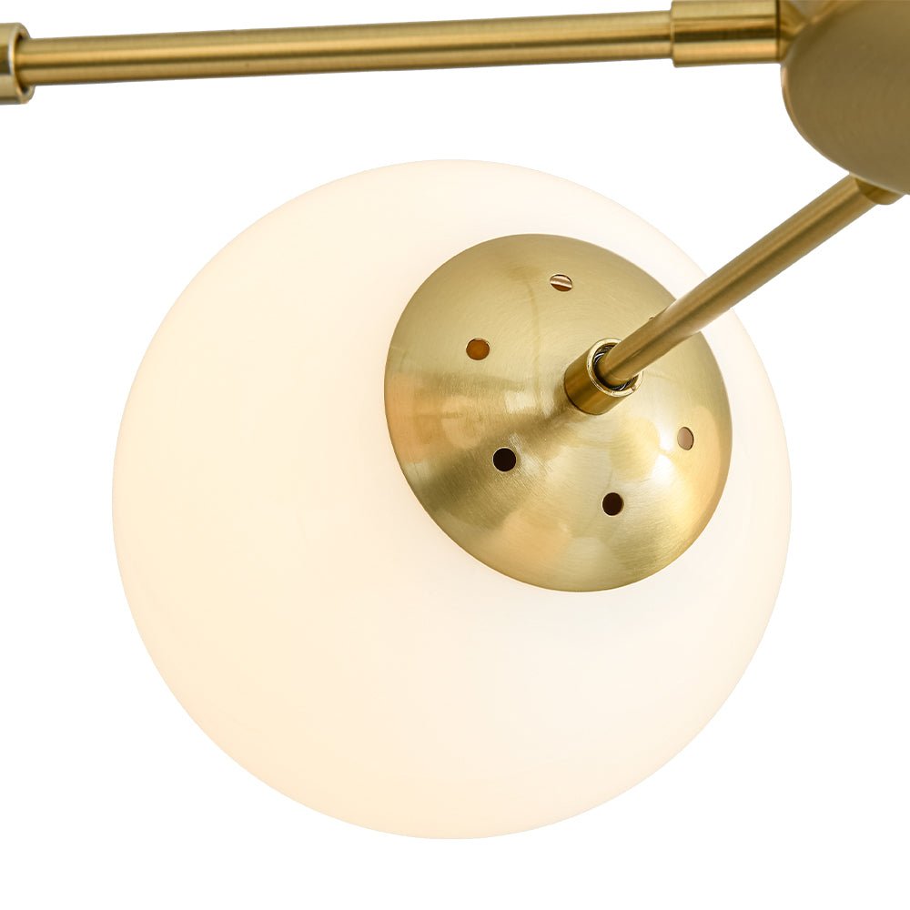 Mid-Century 7-light Brass Opal Glass Globe Sputnik Chandelier