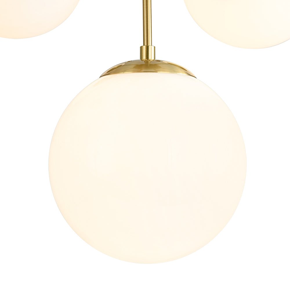Mid-Century 7-light Brass Opal Glass Globe Sputnik Chandelier