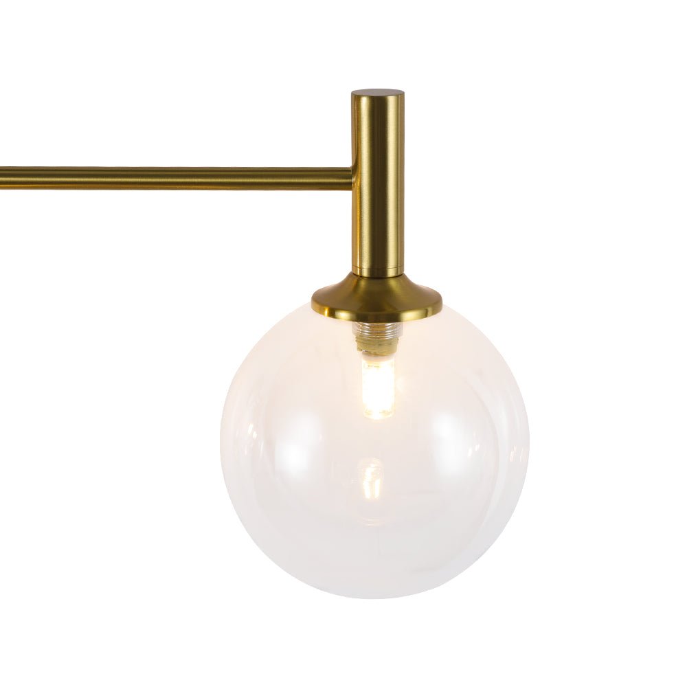 Mid-Century Brass 4-Light Glass Globe Vanity Sconce