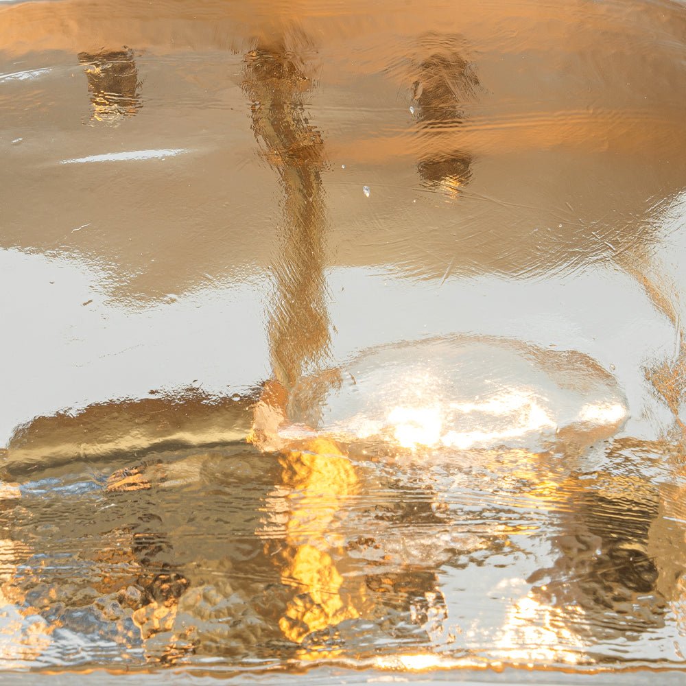 Mid-Century Clear Textured Glass Drum Flush Mount Light