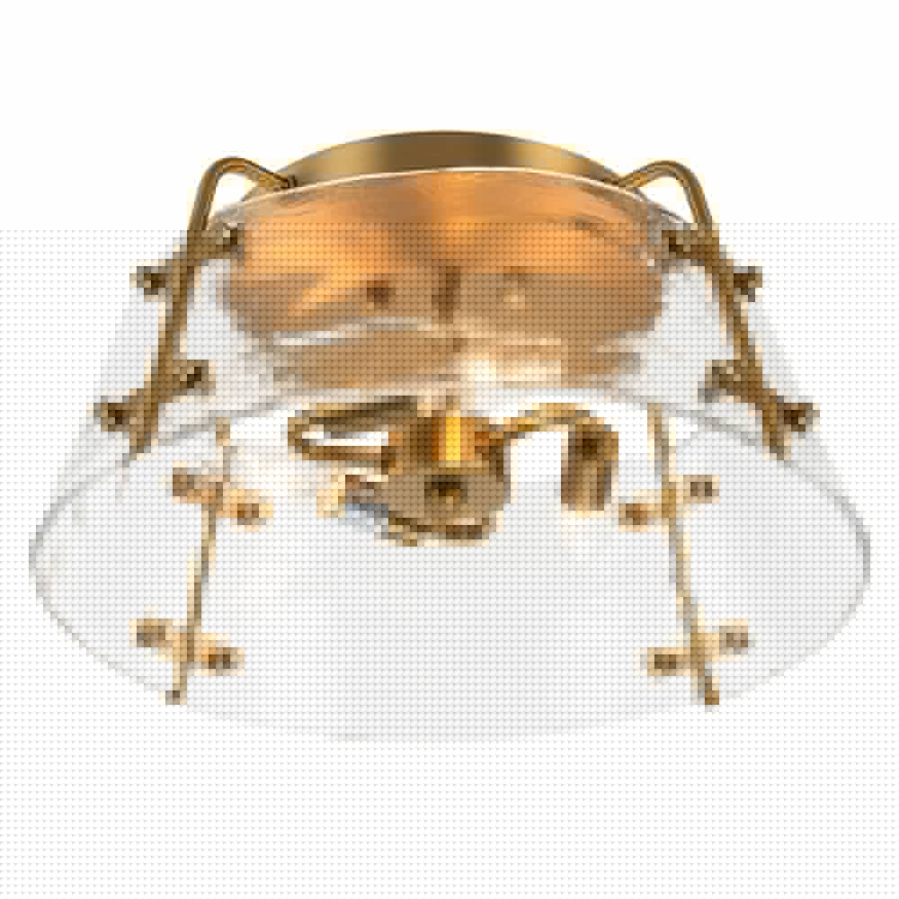 Mid-Century Clear Textured Glass Drum Flush Mount Light