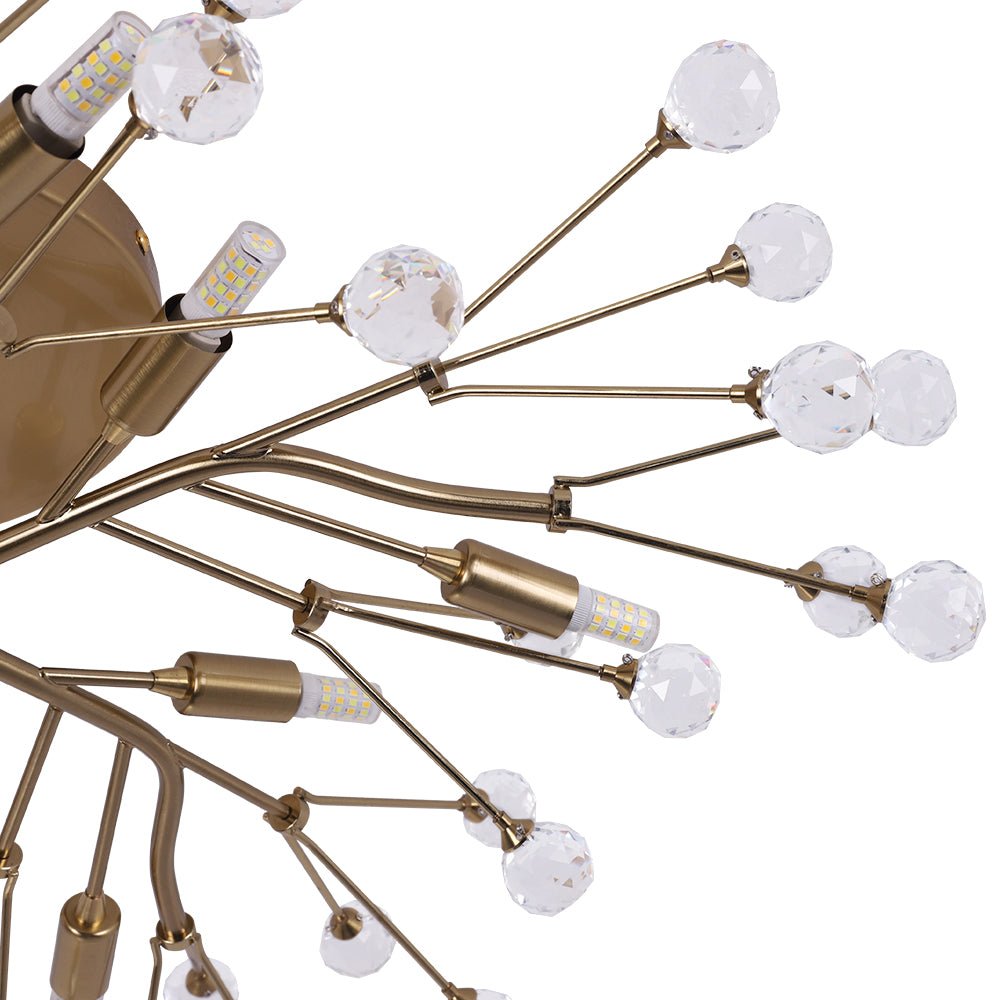 Mid-Century Firework Crystal Branching Semi Flush Mount