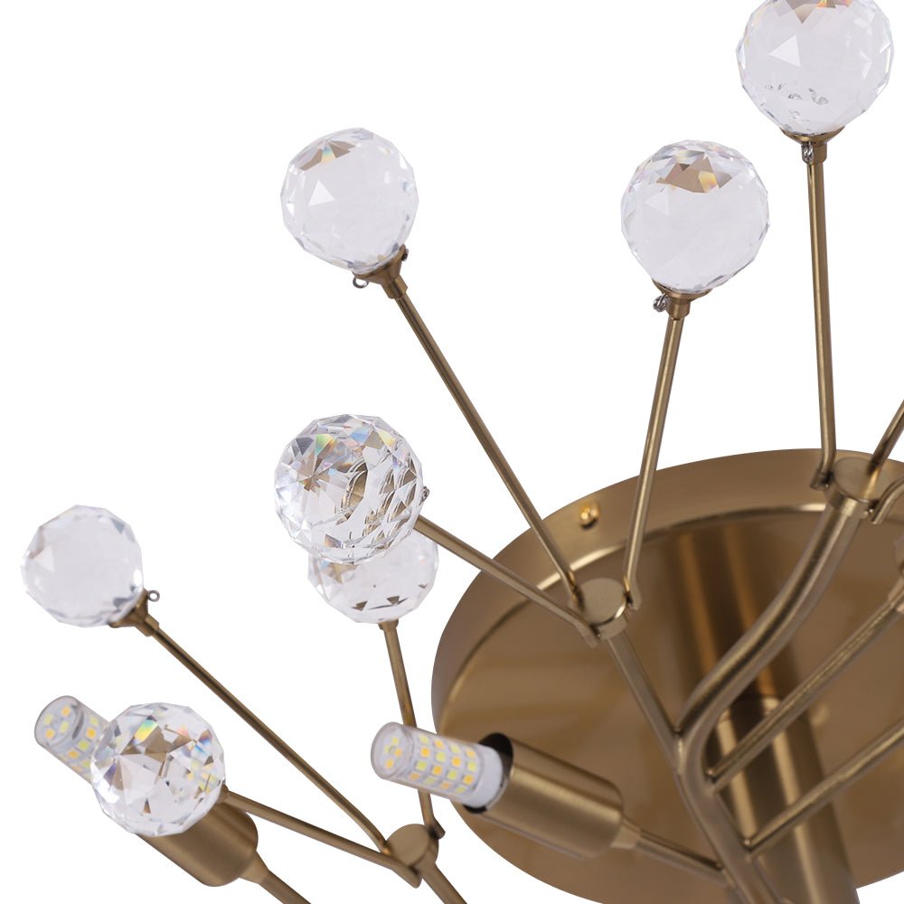 Mid-Century Firework Crystal Branching Semi Flush Mount
