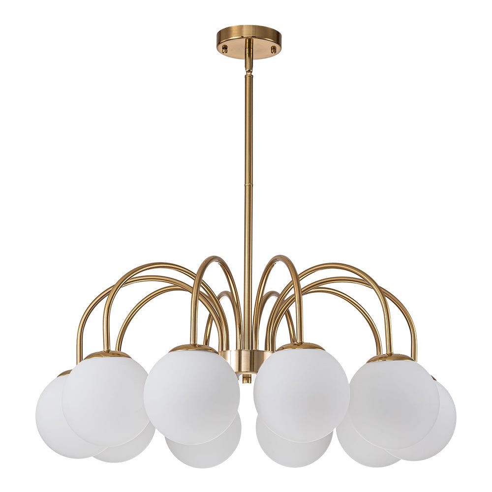 Mid-Century Frosted Glass Globe Bubble Round Chandelier