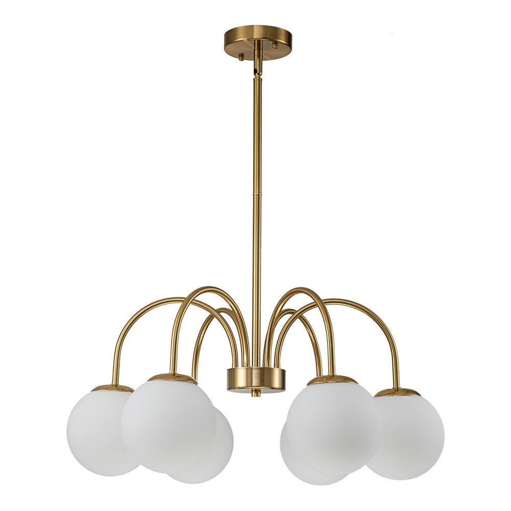 Mid-Century Frosted Glass Globe Bubble Round Chandelier
