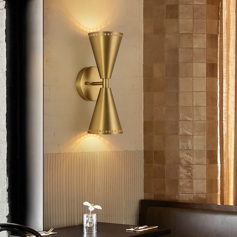 Mid-Century Modern 2-Light Up Down Cone Wall Sconce