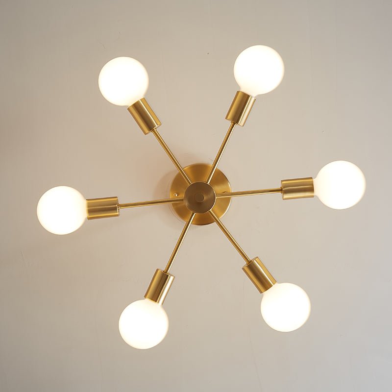 Mid-Century Modern 6-Light Brass Sputnik Ceiling Light