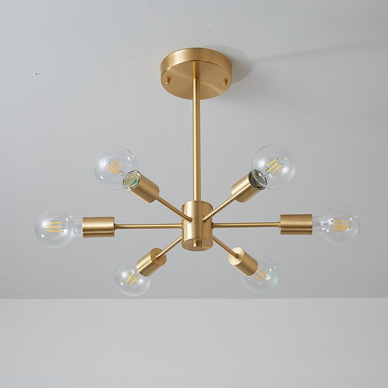 Mid-Century Modern 6-Light Brass Sputnik Ceiling Light