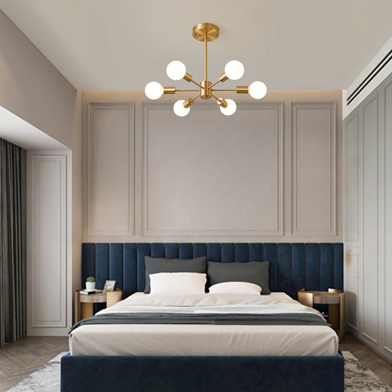 Mid-Century Modern 6-Light Brass Sputnik Ceiling Light