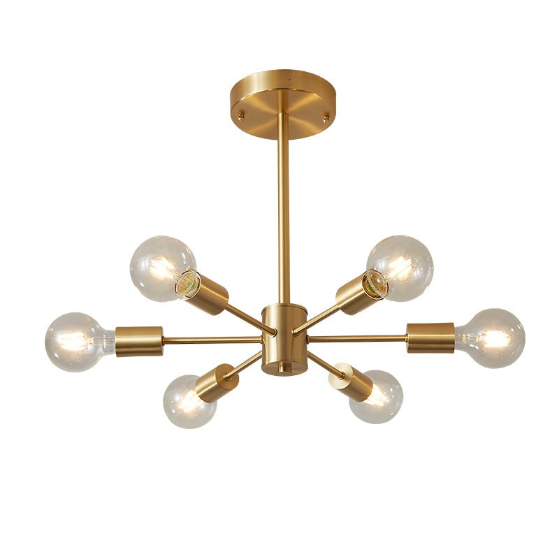 Mid-Century Modern 6-Light Brass Sputnik Ceiling Light