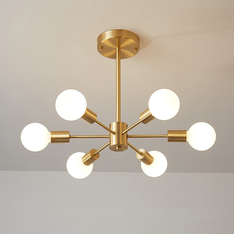 Mid-Century Modern 6-Light Brass Sputnik Ceiling Light