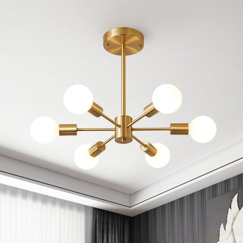 Mid-Century Modern 6-Light Brass Sputnik Ceiling Light