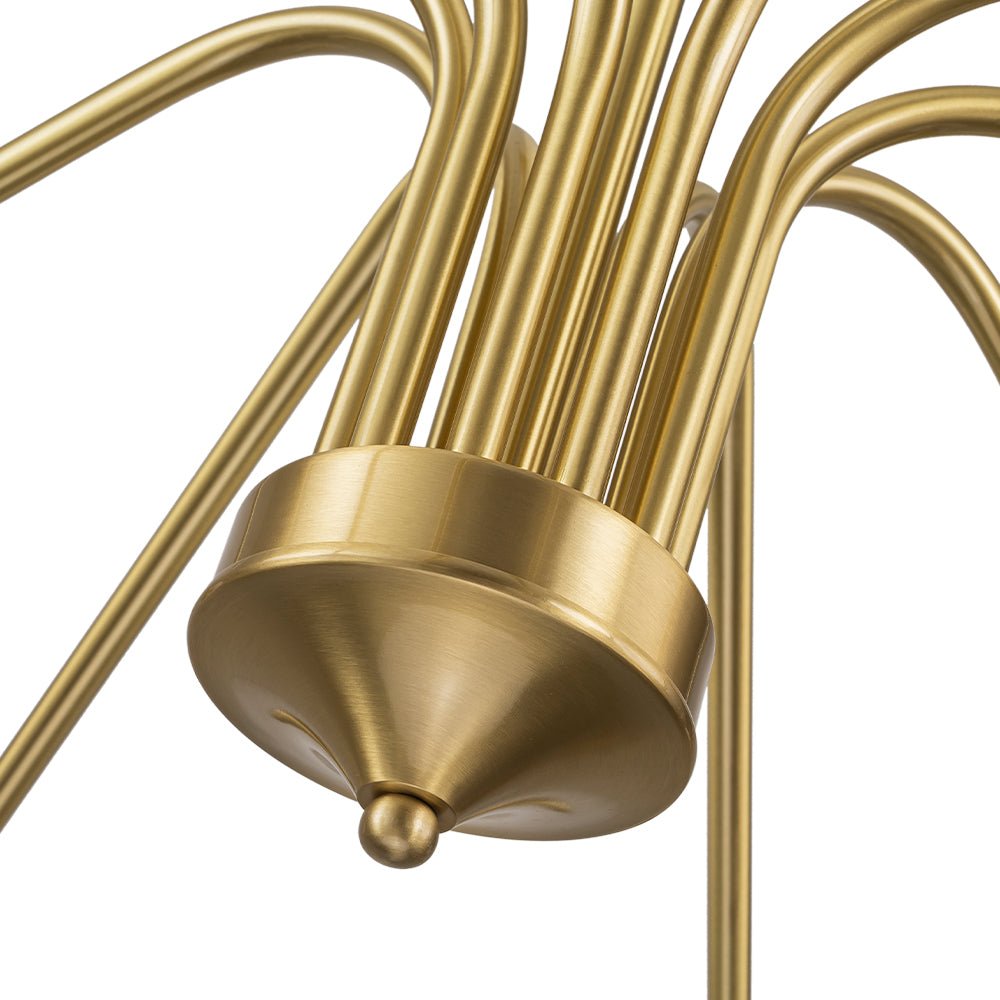 Mid-Century Opal Glass Globe Brass Sputnik Chandelier