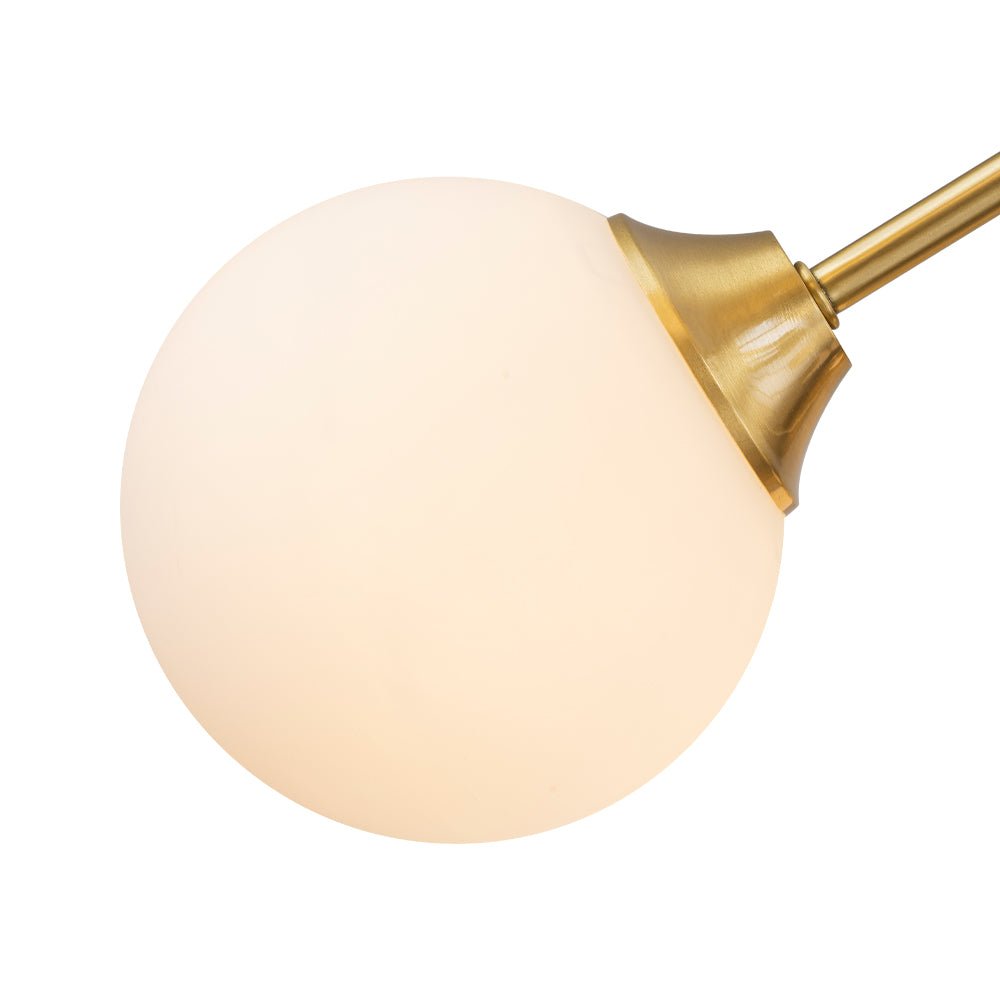 Mid-Century Opal Glass Globe Brass Sputnik Chandelier
