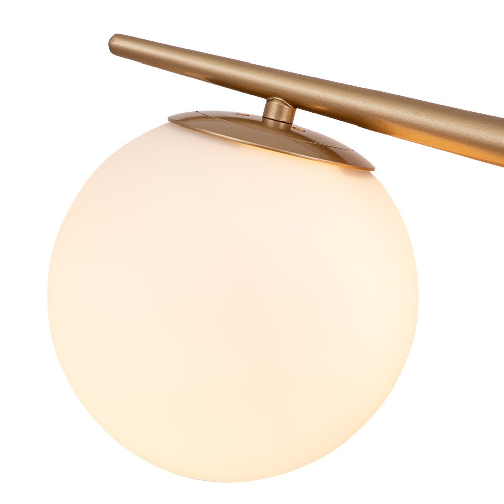 Mid-century Opal Glass Globe Gold Vanity Light