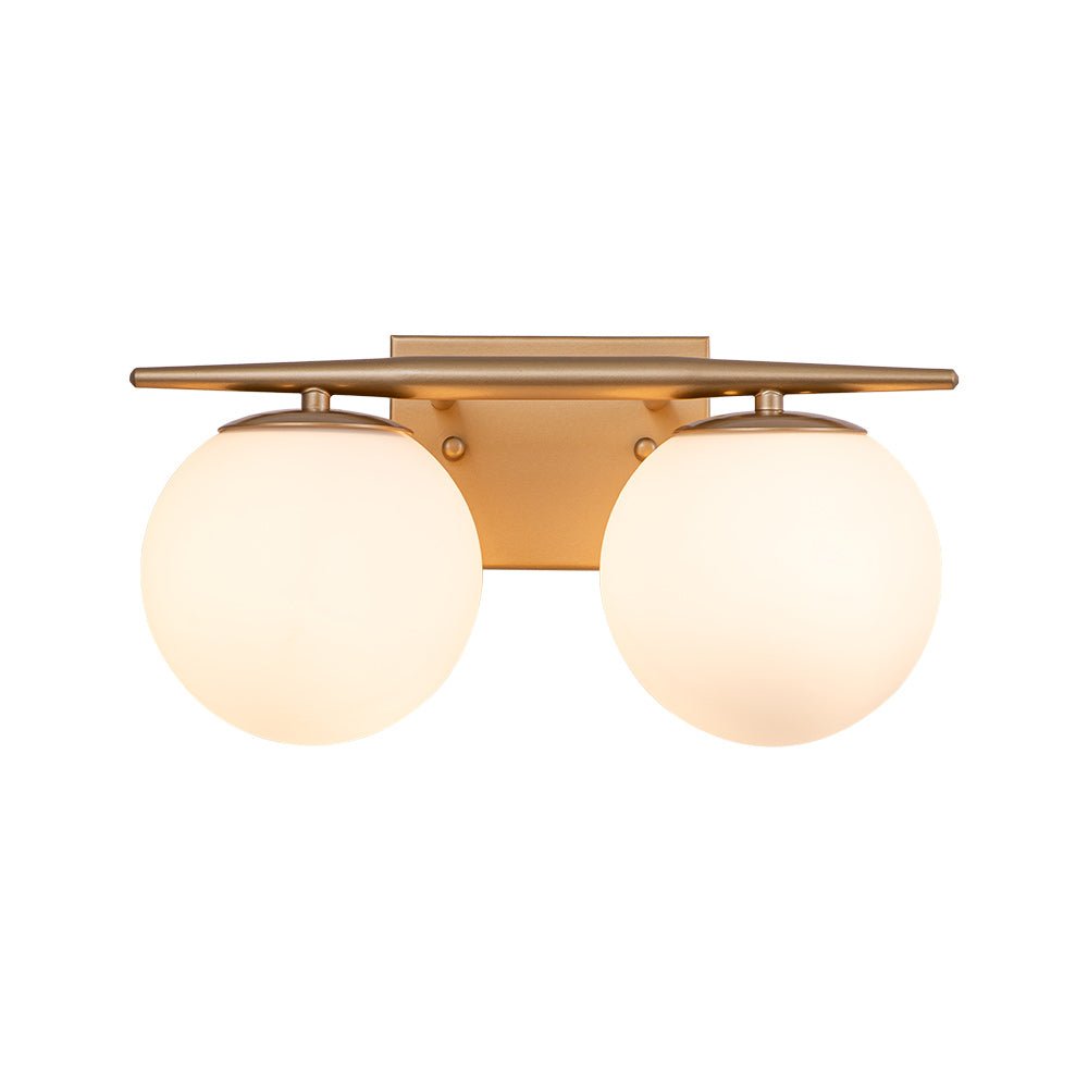 Mid-century Opal Glass Globe Gold Vanity Light