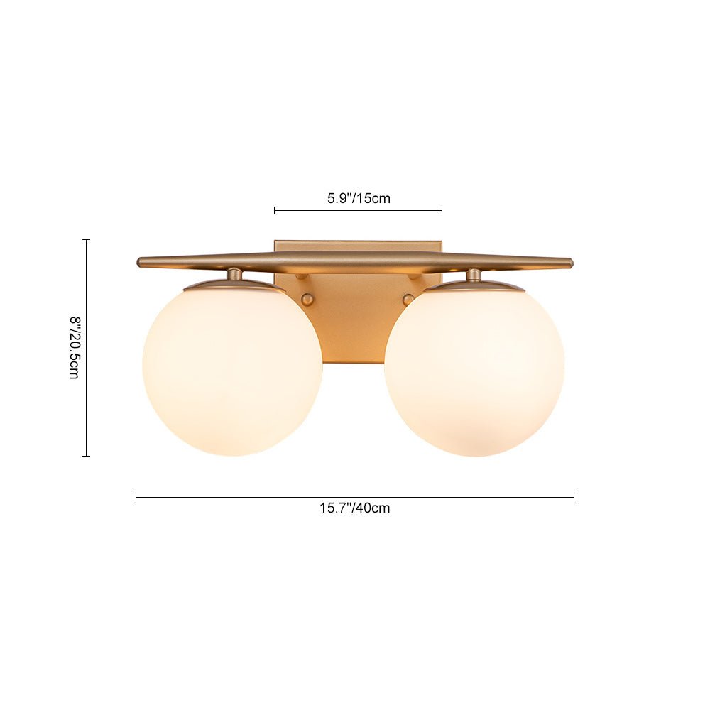 Mid-century Opal Glass Globe Gold Vanity Light