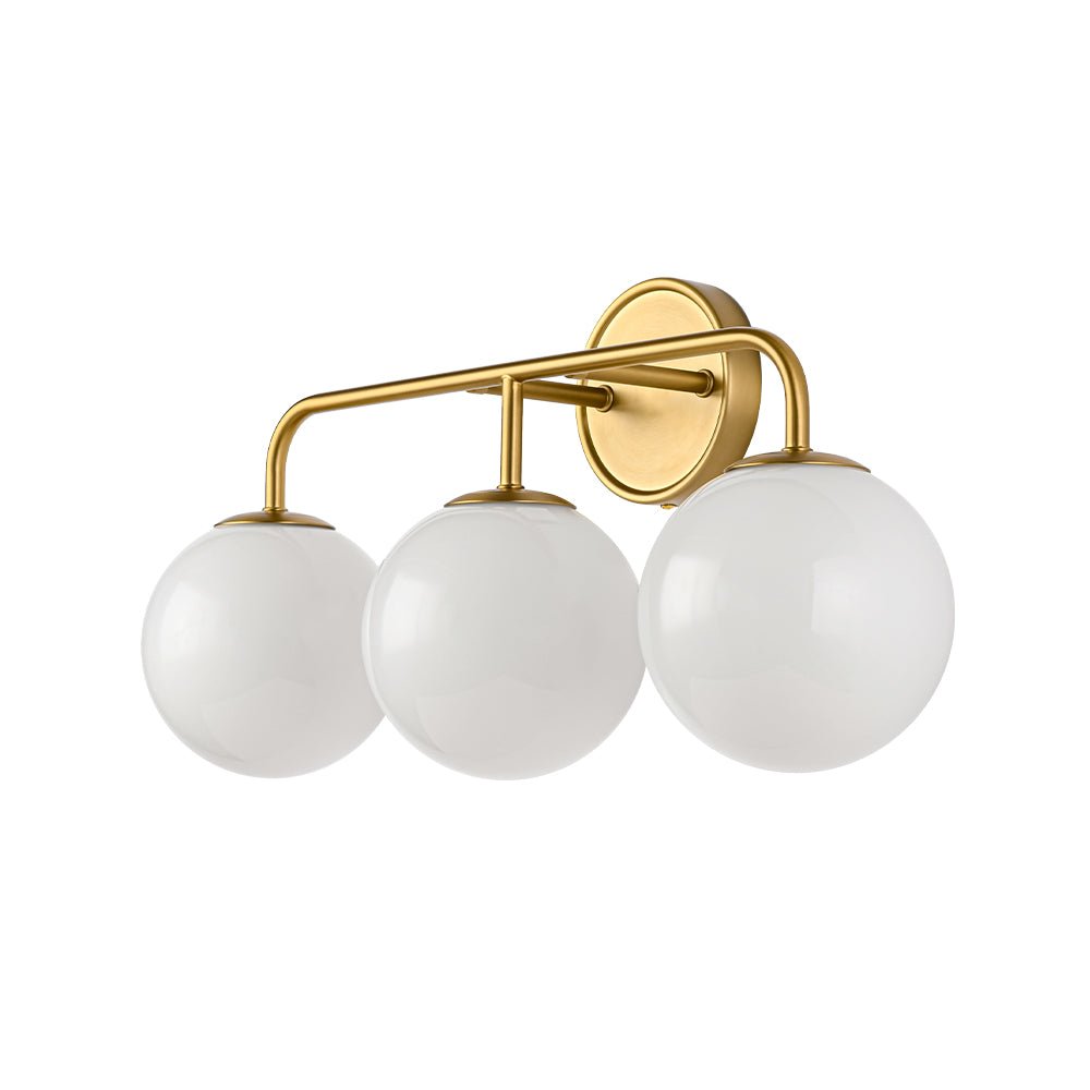 Mid-century Shine Opal Glass Globe Brass Vanity Light