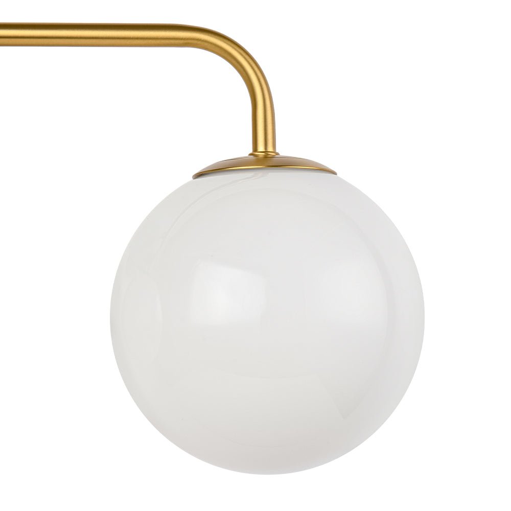 Mid-century Shine Opal Glass Globe Brass Vanity Light