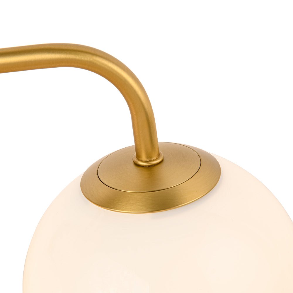 Mid-century Shine Opal Glass Globe Brass Vanity Light