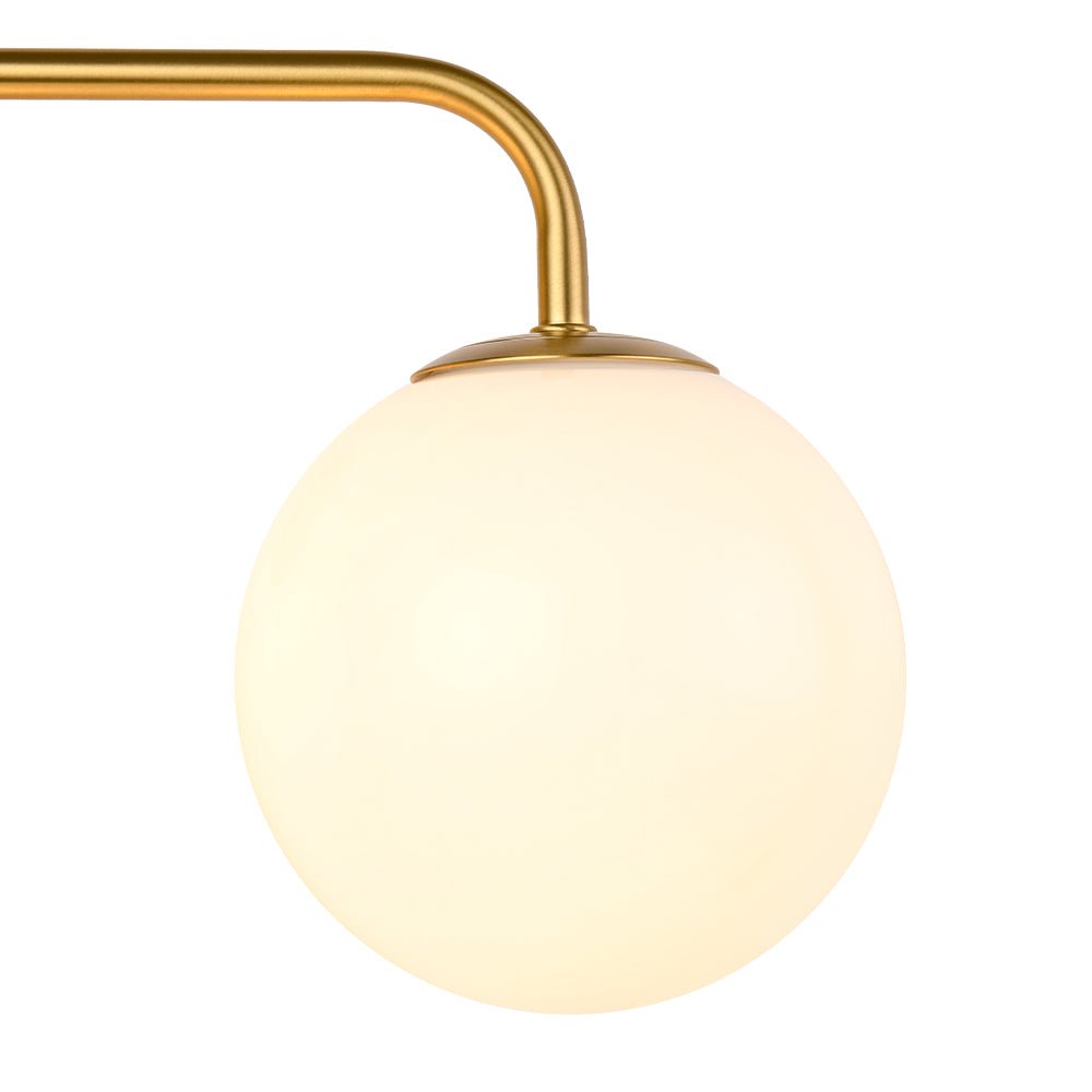 Mid-century Shine Opal Glass Globe Brass Vanity Light