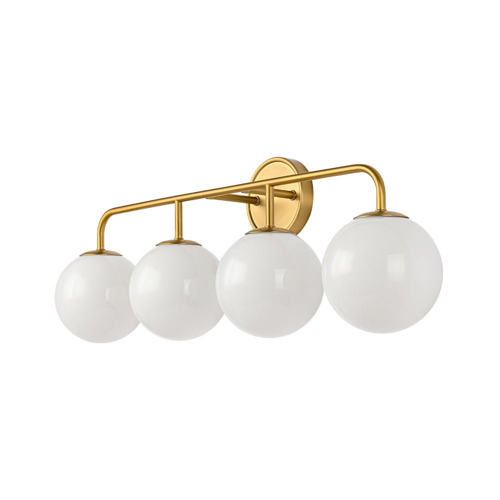 Mid-century Shine Opal Glass Globe Brass Vanity Light