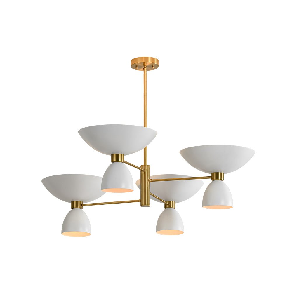 Mid-Century White Brass 8-Light UP and Down Chandelier