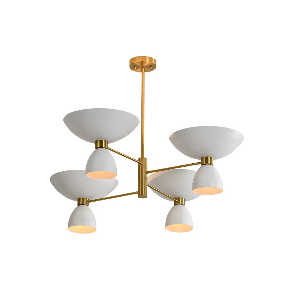 Mid-Century White Brass 8-Light UP and Down Chandelier