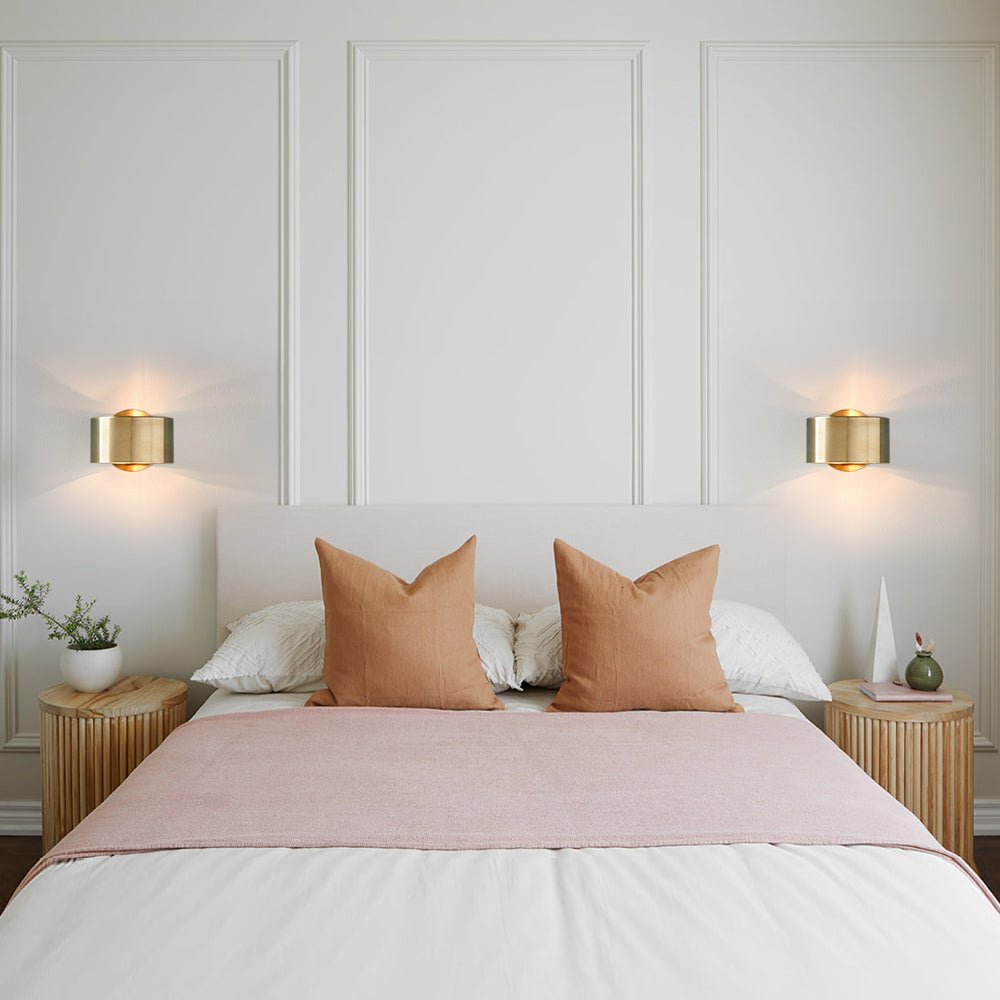 Minimalist 1-Light Brass Drum Wall Light