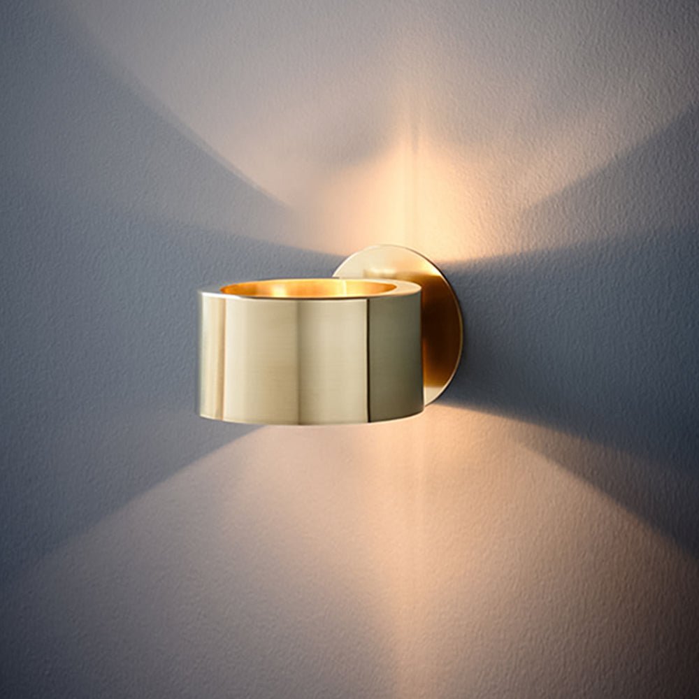 Minimalist 1-Light Brass Drum Wall Light