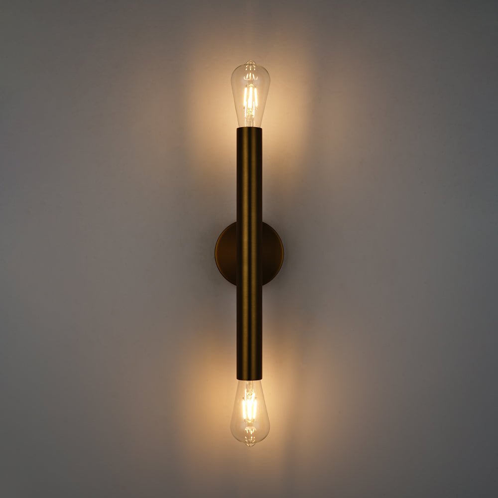 Minimalist 2-Light Linear Tube Vanity Wall Sconce
