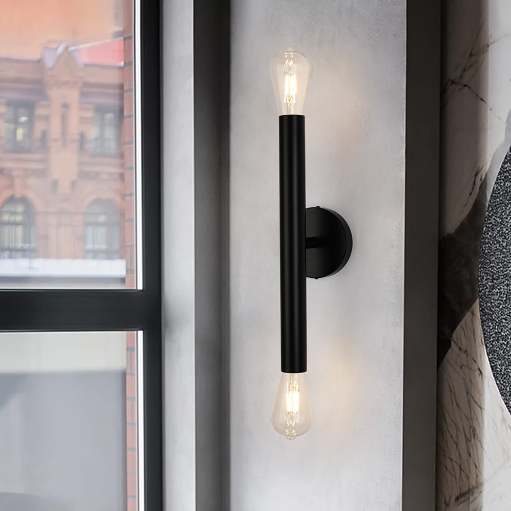Minimalist 2-Light Linear Tube Vanity Wall Sconce