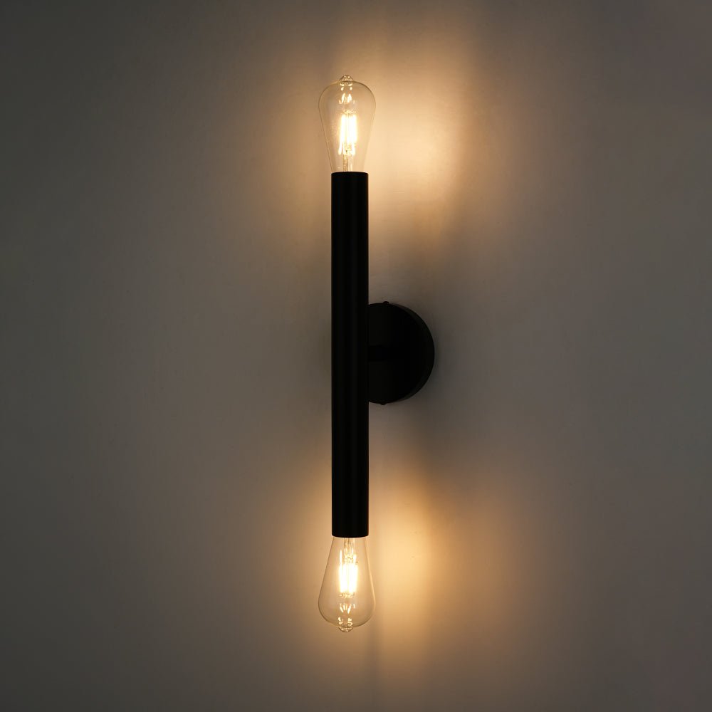 Minimalist 2-Light Linear Tube Vanity Wall Sconce