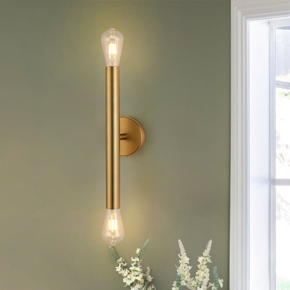 Minimalist 2-Light Linear Tube Vanity Wall Sconce