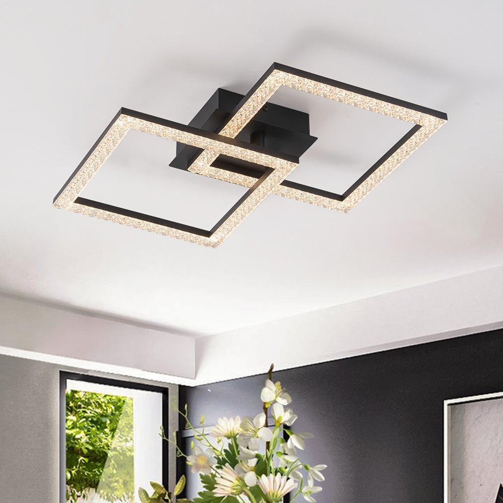 Minimalist 2-light Square Dimmable LED Semi Flush Mount